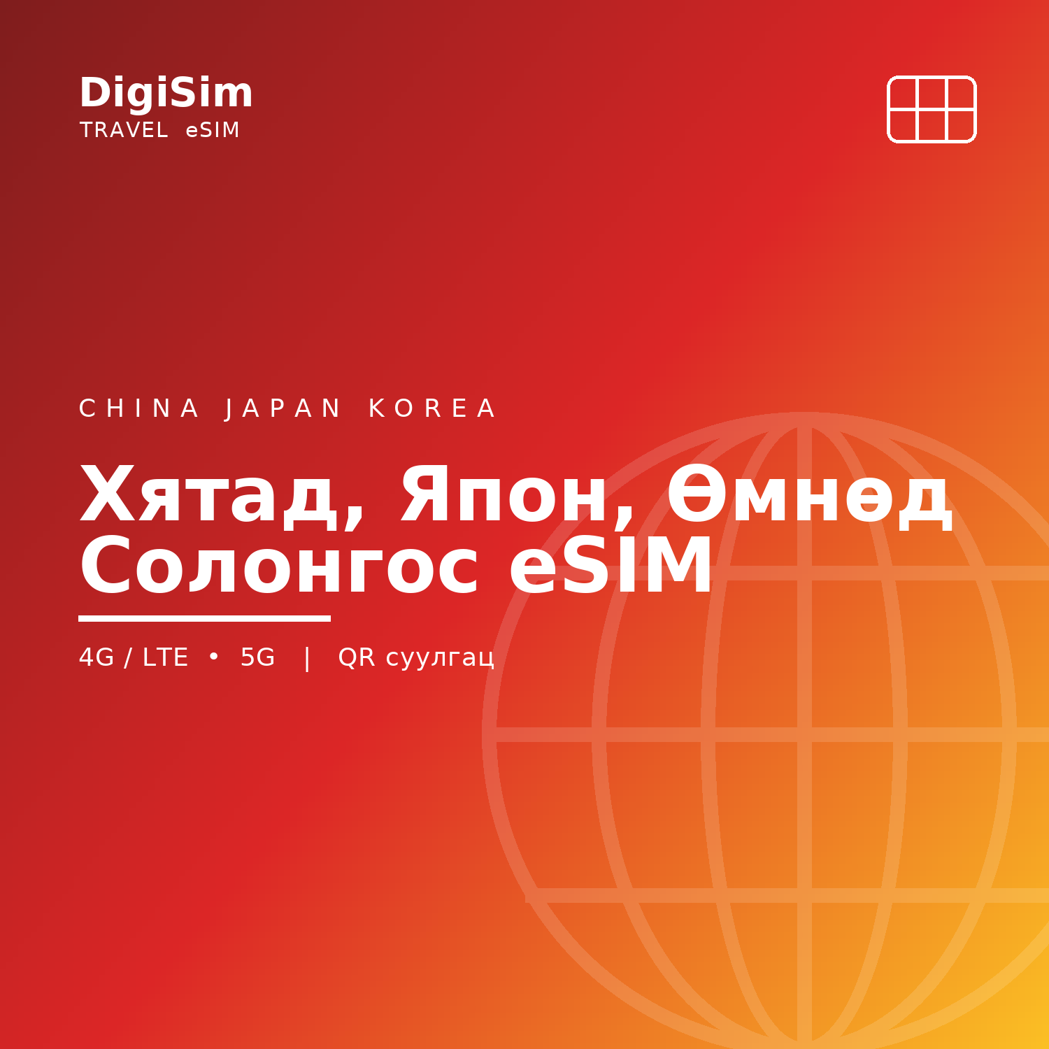 Хятад, Япон, Өмнөд Солонгос eSIM
